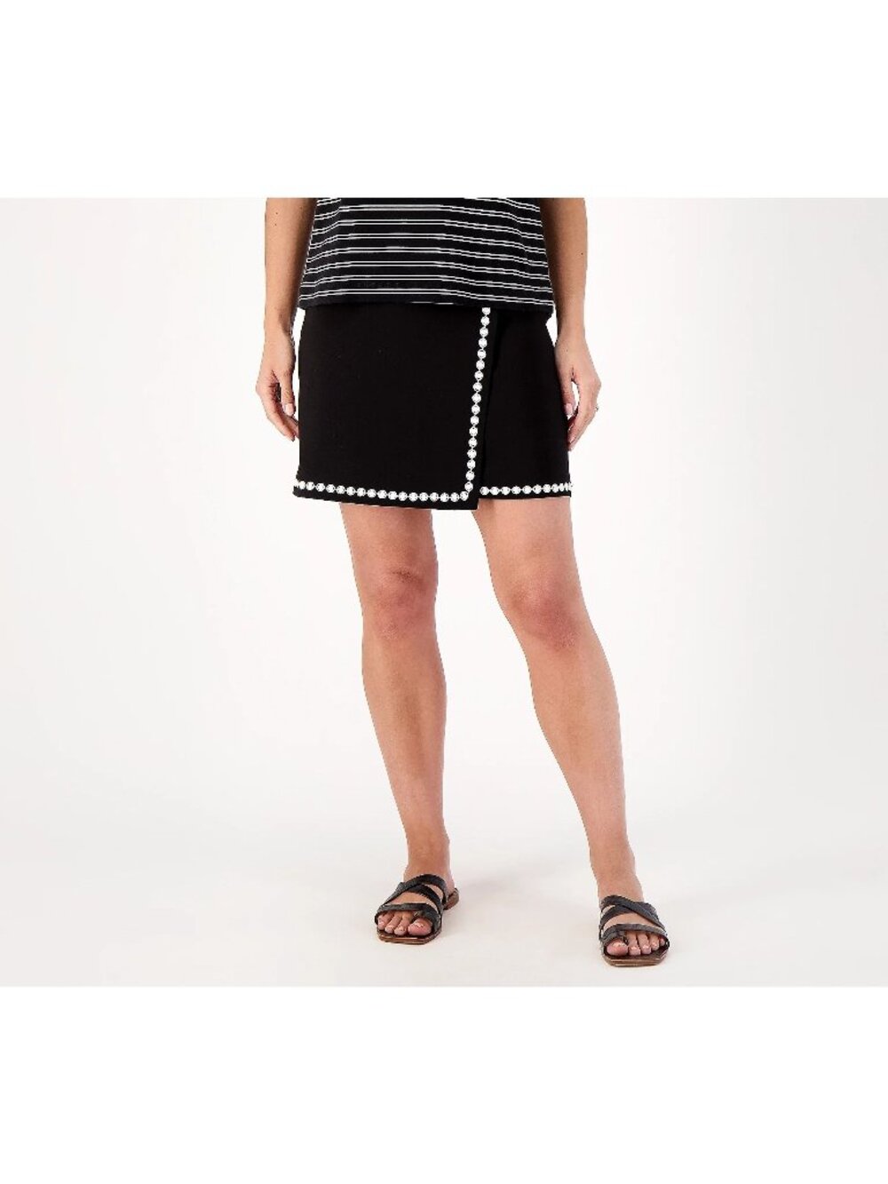 Belle Beach by Kim Gravel Skort Plus 28W Ric Rac Trim Stretch Woven Black NEW